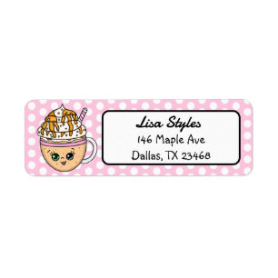 Mocha, Coffee Lovers Kawaii Cartoon Etiket