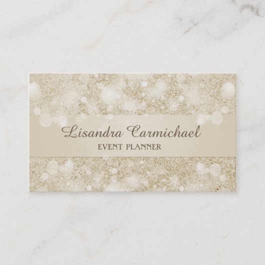 Mocha Cream Bokeh Event Planner Visitekaartjes (Voorkant)