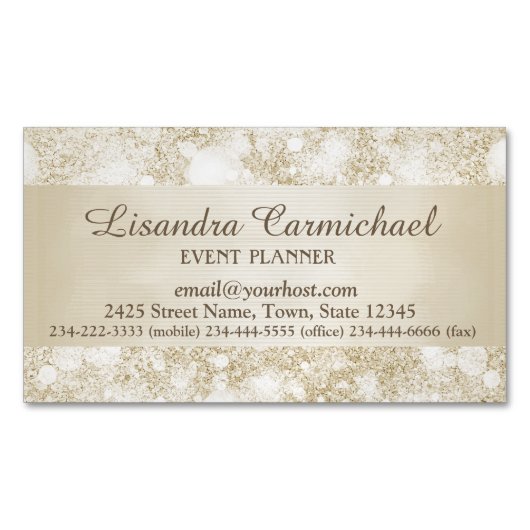 Mocha Cream Bokeh Magnetisch Visitekaartje (Voorkant)