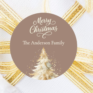 Mocha cream boom Kerstmis Ronde Sticker