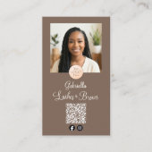 Mocha Cream Logo QR Code Photo Lashes and Brows Visitekaartje (Voorkant)