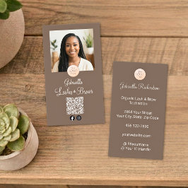 Mocha Cream Logo QR Code Photo Lashes and Brows Visitekaartje