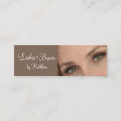 Mocha Cream Script Photo Lashes and Brows Mini Visitekaartje (Voorkant)