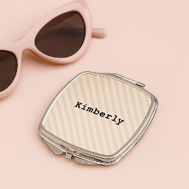 Mocha Cream Stripe Bridesmaid Handtas Spiegeltje