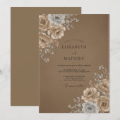 Mocha Crème Rozen Bruiloft Kaart (Voorkant / Achterkant)