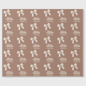 Mocha crème strik retro kerst cadeaupapier (Vlak)