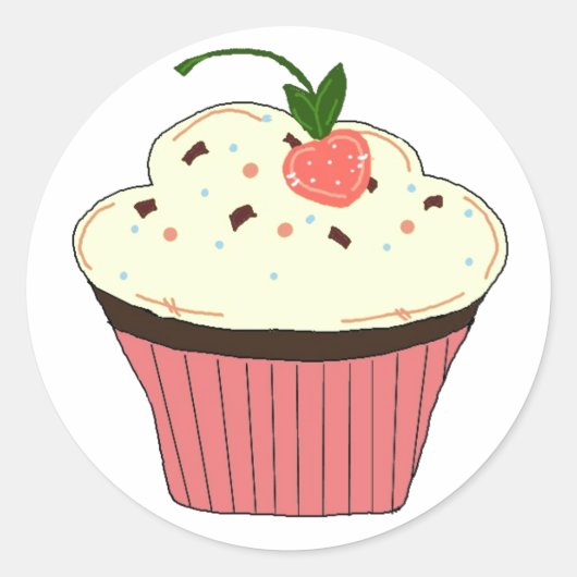 Mocha Cupcake Ronde Sticker (Voorkant)