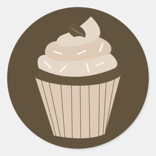 Mocha Cupcake Ronde Stickers (Voorkant)