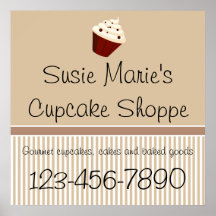 Mocha Cupcake Shoppe Sign of Advertisement Poster