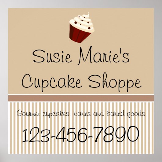 Mocha Cupcake Shoppe Sign of Advertisement Poster (Voorkant)