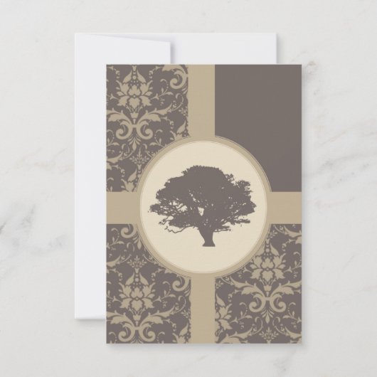 Mocha Damask Oak Bridal Shower Invitation Kaart (Achterkant)