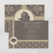 Mocha Damask Oak Bridal Shower Invitation Kaart (Voorkant / Achterkant)