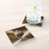 Mocha Dessert Cherries Glass Onderzetter (Schuin)