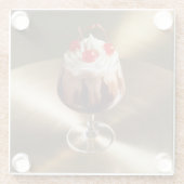 Mocha Dessert Cherries Glass Onderzetter (Achterkant)