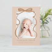 Mocha Doodle Bow Lijst Geboorteaankondiging Foto Aankondiging (Staand voorkant)