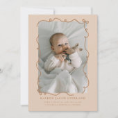 Mocha Doodle Bows Lijst Geboorteaankondiging Foto Aankondiging (Voorkant)