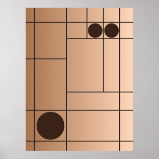 Mocha Drift No. 1 Bruine Mid Century Geometrische Poster