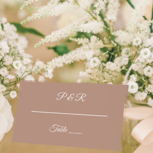 Mocha Eenvoudig gestileerd script bruiloft Plaatskaartje