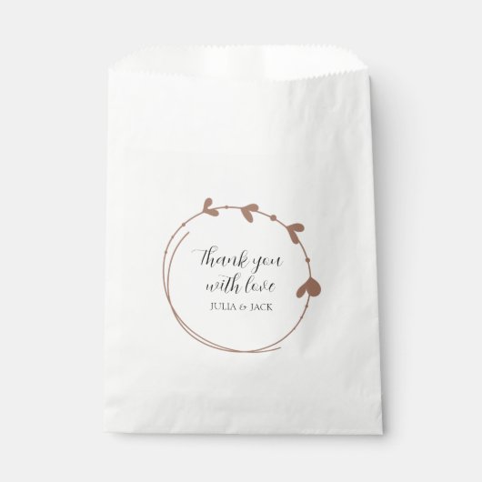 Mocha eenvoudige hart krans bruiloft bedankzakje (Voorkant)