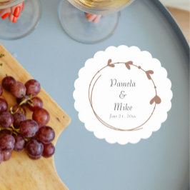 Mocha eenvoudige hart krans bruiloft kartonnen onderzetters