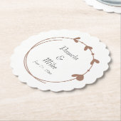 Mocha eenvoudige hart krans bruiloft kartonnen onderzetters (Gekanteld)