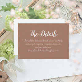 Mocha Eenvoudige Stijl Trouwdetails Informatiekaartje