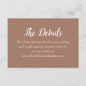 Mocha Eenvoudige Stijl Trouwdetails Informatiekaartje (Voorkant)
