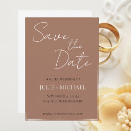 Mocha Eenvoudige Stijl Trouwen Save The Date