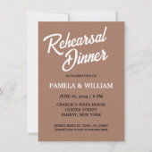 Mocha Eenvoudige Stijl Trouwrepetitie Diner Kaart (Voorkant)