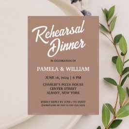 Mocha Eenvoudige Stijl Trouwrepetitie Diner Kaart