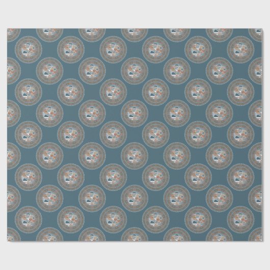 Mocha en Blauwgroen Abstract accent Polka Dot Mand Cadeaupapier (Vlak)