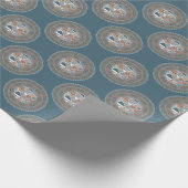 Mocha en Blauwgroen Abstract accent Polka Dot Mand Cadeaupapier (Hoek)