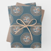 Mocha en Blauwgroen Abstract accent Polka Dot Mand Inpakpapier Vel (In situ)