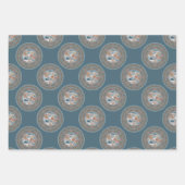 Mocha en Blauwgroen Abstract accent Polka Dot Mand Inpakpapier Vel (Voorkant)