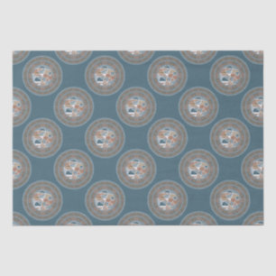 Mocha en Blauwgroen Abstract accent Polka Dot Mand Tissuepapier