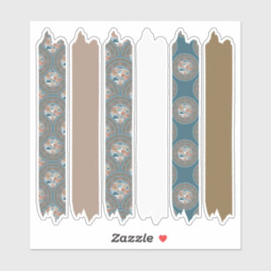 Mocha en Blauwgroen Dot Mandala Patterns Washi Tap Sticker