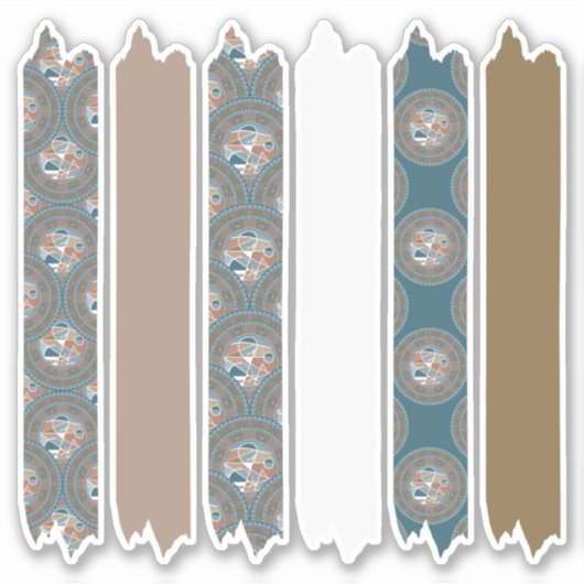 Mocha en Blauwgroen Dot Mandala Patterns Washi Tap Sticker (Voorkant)