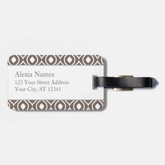 Mocha en Coral Gail Print Bagagelabel (Achterkant horizontaal)