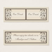 Mocha en Ivoor Bloemen Drink Tickets Mini Visitekaartjes (Voorkant /achterkant)