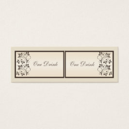 Mocha en Ivoor Bloemen Drink Tickets Mini Visitekaartjes