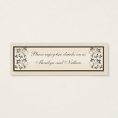 Mocha en Ivoor Bloemen Drink Tickets Mini Visitekaartjes (Achterkant)