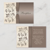 Mocha en Ivoor Bloemen Receptie Kaart (Voorkant / Achterkant)