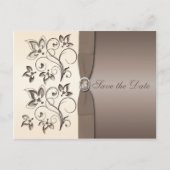 Mocha en Ivoor Floral Save the Date Briefkaart (Voorkant)