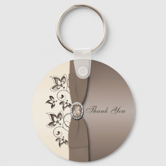 Mocha en Ivory Floral Sleutelhanger (Voorkant)