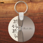 Mocha en Ivory Floral Sleutelhanger (Voorkant)