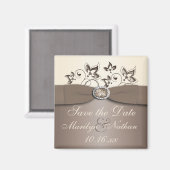 Mocha en Ivory Floral Wedding Favor Magnet (Voorkant / Achterkant)