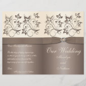 Mocha en Ivory Floral Wedding Programme (Voorkant)