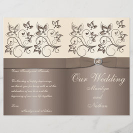Mocha en Ivory Floral Wedding Programme