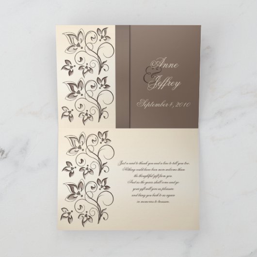 Mocha en Ivory Hartelijk dank Bedankkaart (Binnen)