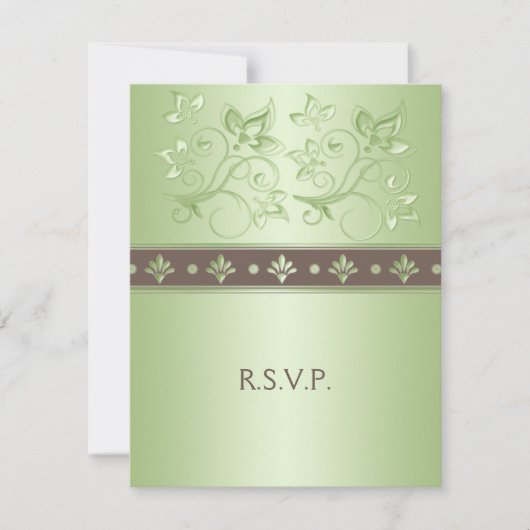 Mocha en Mint Bloemen Antwoordkaart RSVP Kaartje (Voorkant)